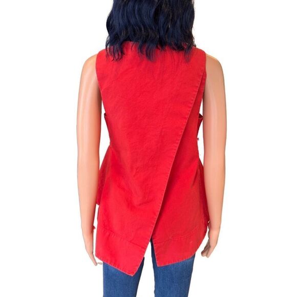 3.1 Phillip Lim Red Cotton Asymmetrical Peplum Top Size 4 $550 RTR - Picture 6 of 8